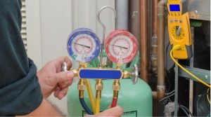 Charging a residential heat pump system with refrigerant