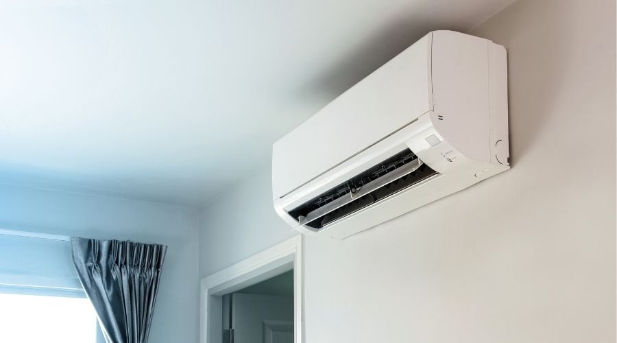 close up of an air conditioner in the bedroom
